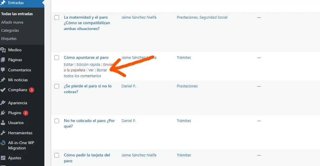 Cómo eliminar los comentarios de una Entrada o Página de Wordpress en Bulk (sin plugins) 11 Cómo eliminar los comentarios de una Entrada o Página de WordPress en Bulk (sin plugins)