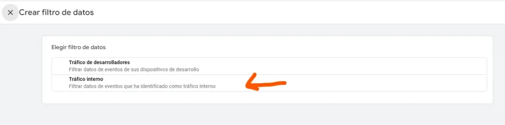 Cómo excluir el tráfico interno en GA4 9 trafico interno filtro