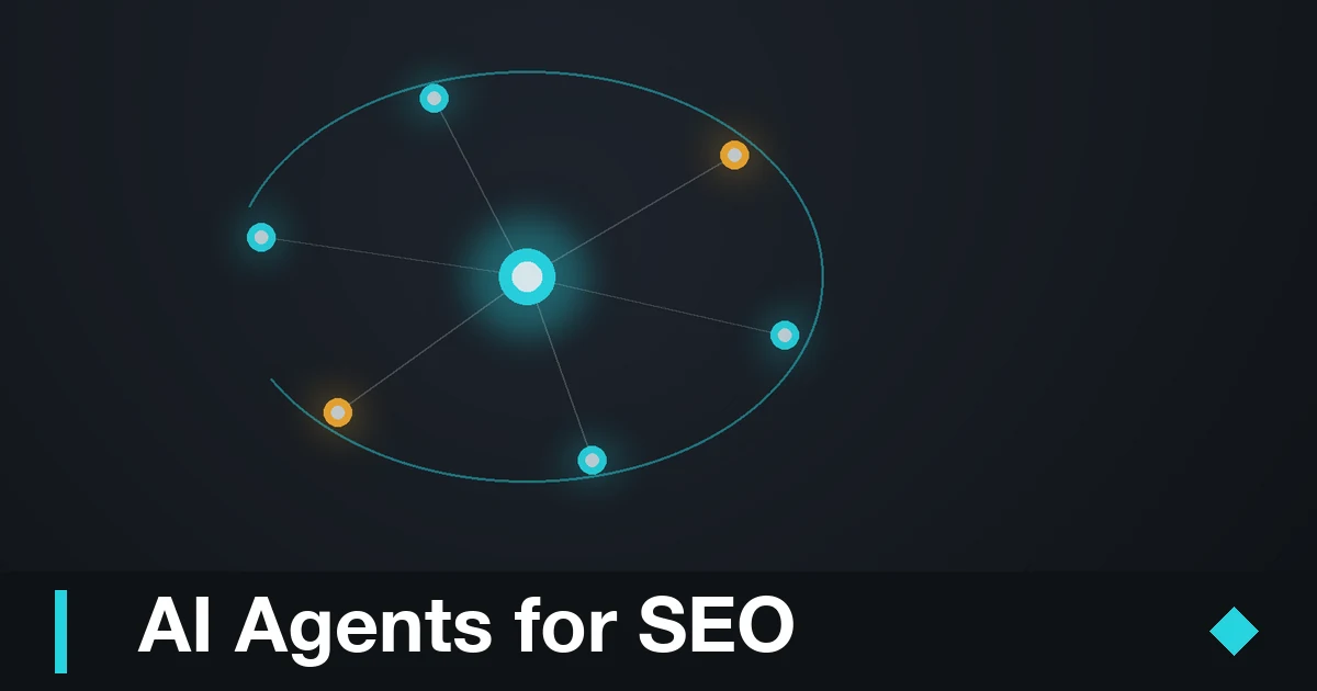 Abstract 3D diagram of AI agents for SEO: a coordinator node delegating to specialized agents in a reasoning loop
